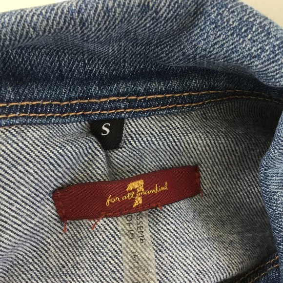 7 for all Mankind Denim Trucker Jacket s - Picture 6 of 8